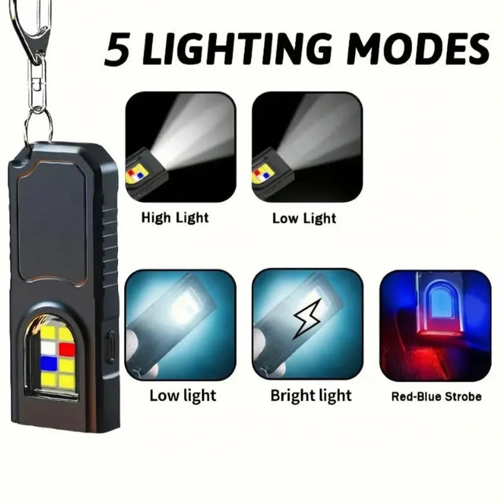 USB Rechargeable Multifunctional Keychain Flashlight Mini Flashlight With COB Work Light Keyring Camping Walking Pocket Lamp Oasis Select