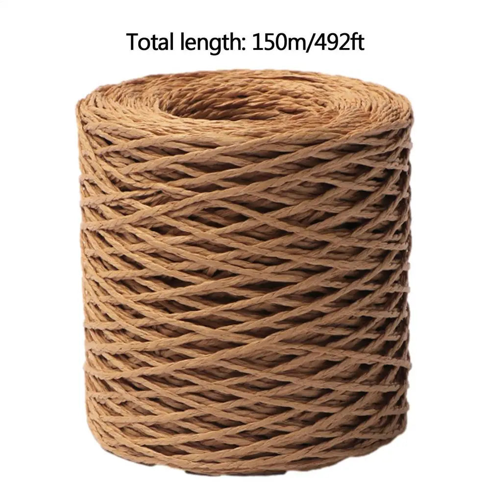 150m Natural Raffia Straw Yarn For Knitting Crocheting Paper Threads DIY Handmade Summer Sunhat Beach Bag Oasis Select Dark Khaki
