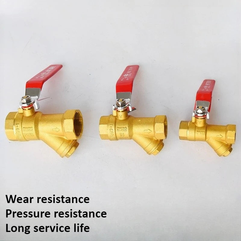 Brass Filter Valve Y-shaped with Handle 1/2 "3/4" 1 "pressure Resistant Wear-resistant Direct Networking Filter Thread Filter Oasis Select