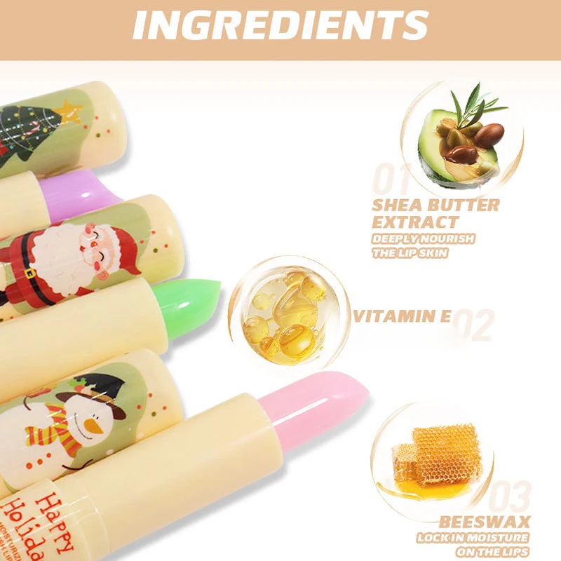 PEINIFEN 3-Pack Christmas Color Changing Lip Balm – Vitamin E Color Changing Lip Balm Oasis Select