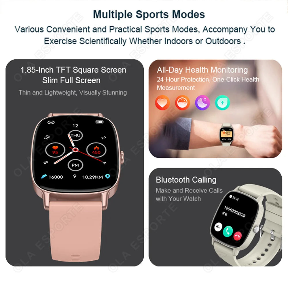 Ola Esporte 1.85" Smart Watch – Bluetooth Call & Fitness Tracker