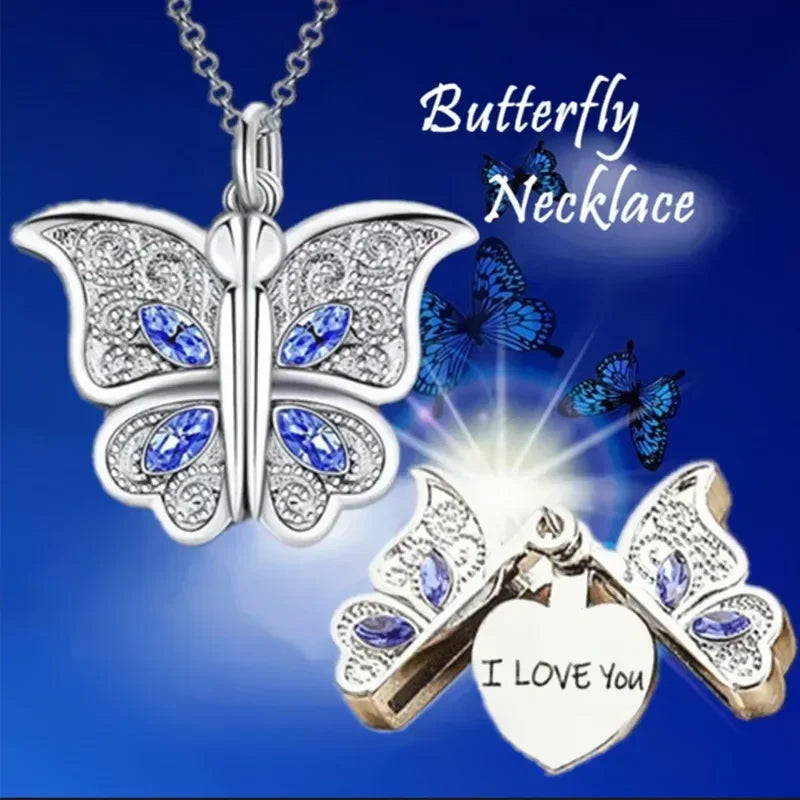 Butterfly "I Love You" Openable Pendant Necklace for Women Pendant Necklace Oasis Select