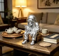 Reggae Dreadlocks Skeleton Figurine Skull Statue Cool Desktop Ornaments Decor for Reggae Hip-Hop Culture Enthusiasts Party Gifts Oasis Select Rapper silvery
