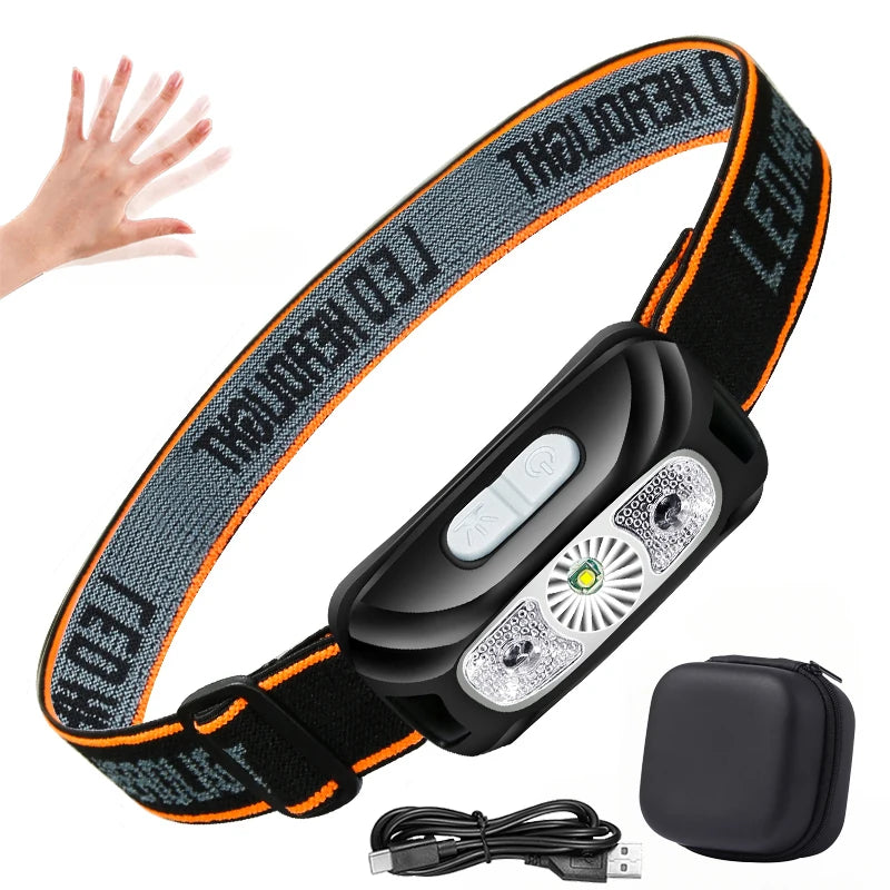 USB Rechargeable LED Headlamp | Motion Sensor, 4 Modes