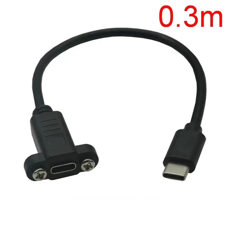 1Pcs Panel Mount Type-C USB-C Male To Female Extension Cable With Screw Hole Lock Connector Cable 0.3/0.5/1/1.5 Meters Oasis Select A1