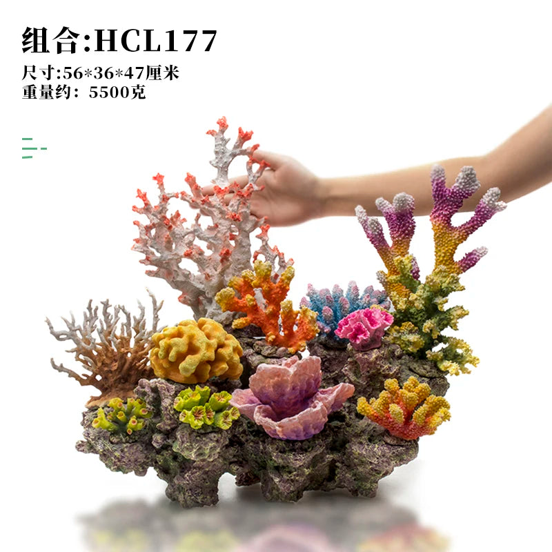 Betta Fishbowl Ornaments Large Coral Reef Stone Island Pet Artificial Aquarium Terrarium Resin Hideout Aquario Plant Accesories Oasis Select Style 18