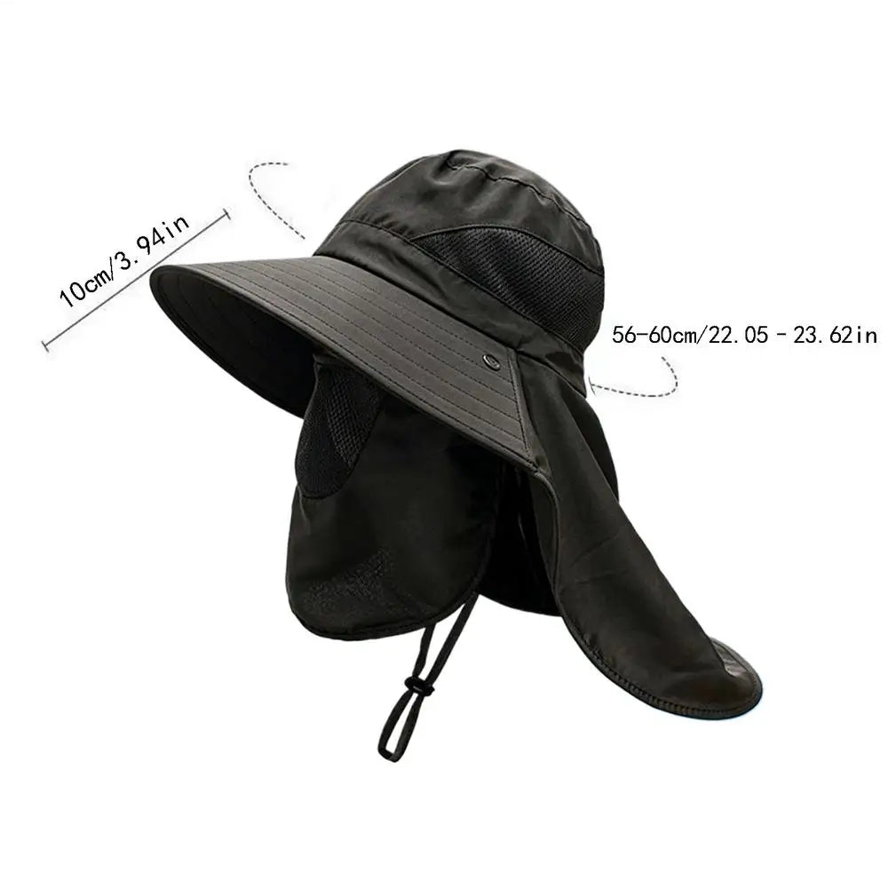 Fishing Hat Summer Sun Hats UV Protection Outdoor Fishing Caps For Hiking Camping Visor Bucket Hat Neck Flap Fisherman Hat Oasis Select Black