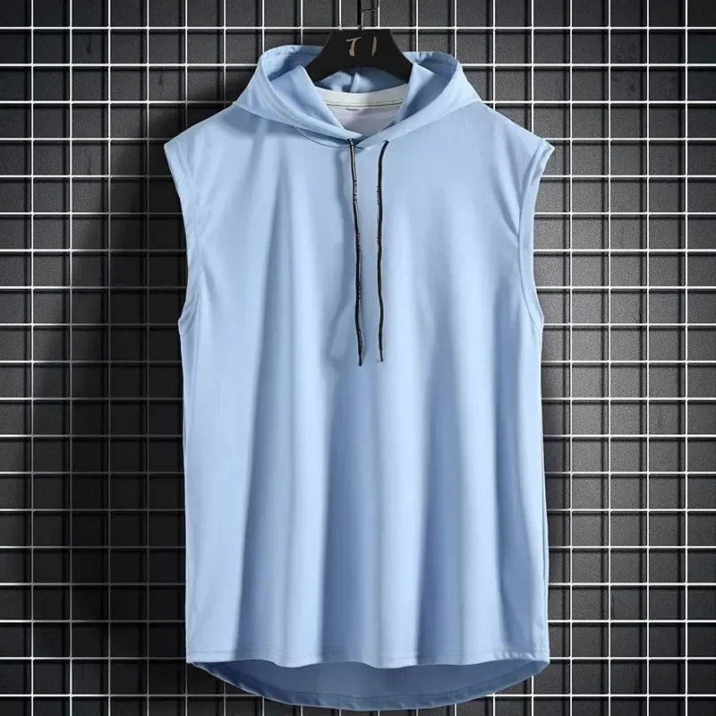 Solid Color 2023 Brand New Men's Tank Tops Vest Sleeveless Tees For Male Hooded Man Vests Tops Hip Hop Men Tank Top T shirt Oasis Select Picture color L