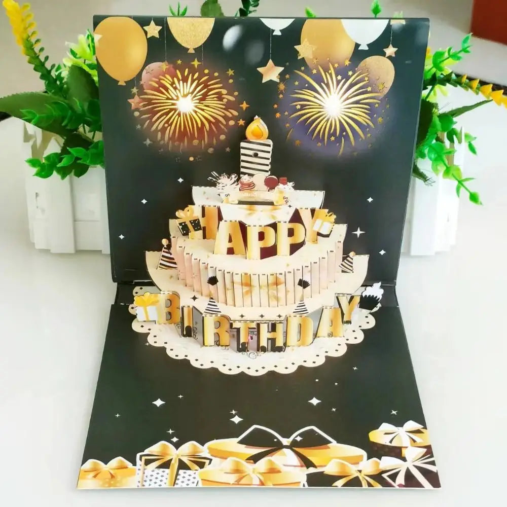 3D Pop-Up Musical Birthday Card with LED Blowable Candle
