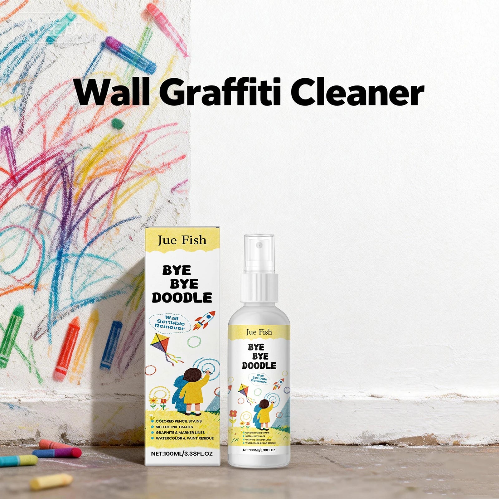 Doodle Remover Cleanser Wall Graffiti Cleaner Wall Colored Pencil Stains Remove Wall Spots Household Wall Cleaning Spray Oasis Select