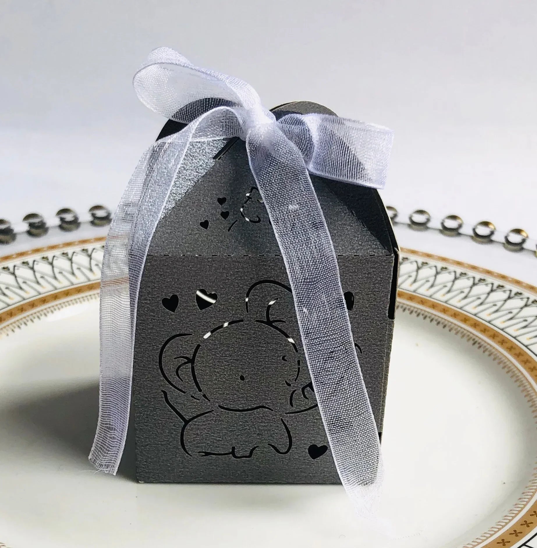 10pcs Elephant Shaped Candy Box for Baby Shower Cute Gift Boxes for Children Birthday Party Favors Box Candy Packaging Supplies Oasis Select Dark Gray Other