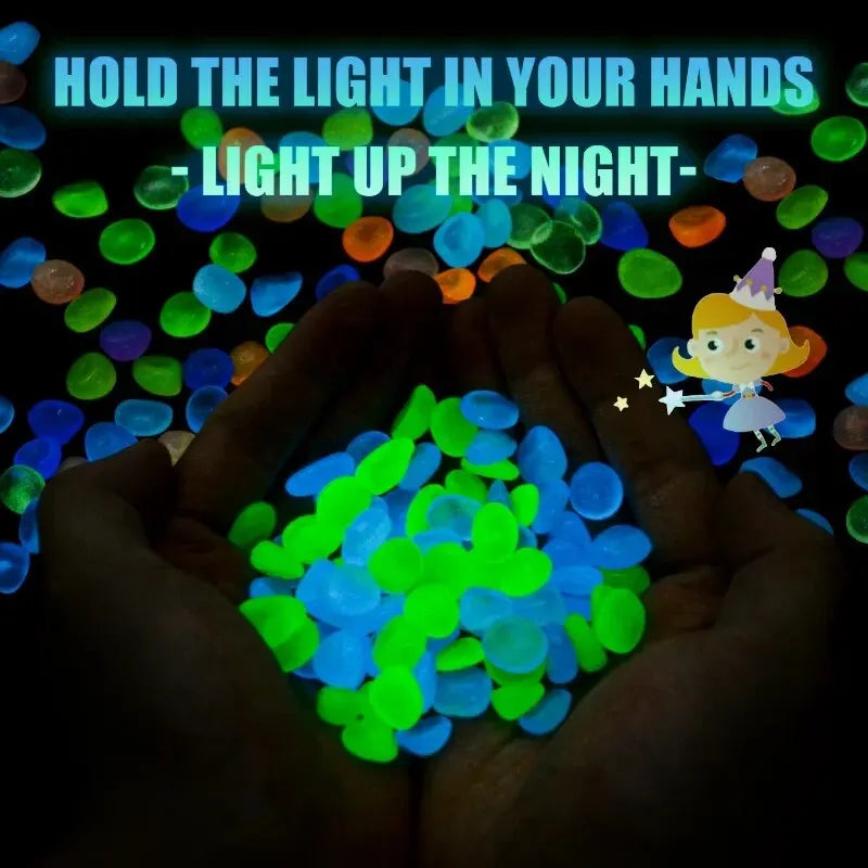 200Pcs Glow in the Dark Garden Pebbles – Path & Aquarium Decor