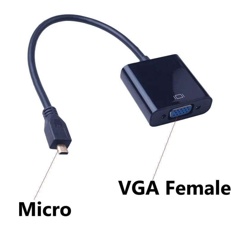 Micro HDMI to VGA Connector Adapter Micro HDMI Male to VGA Female Video cable Converter Adapter for Laptop Projector HDTV Cable Oasis Select black 0.2M