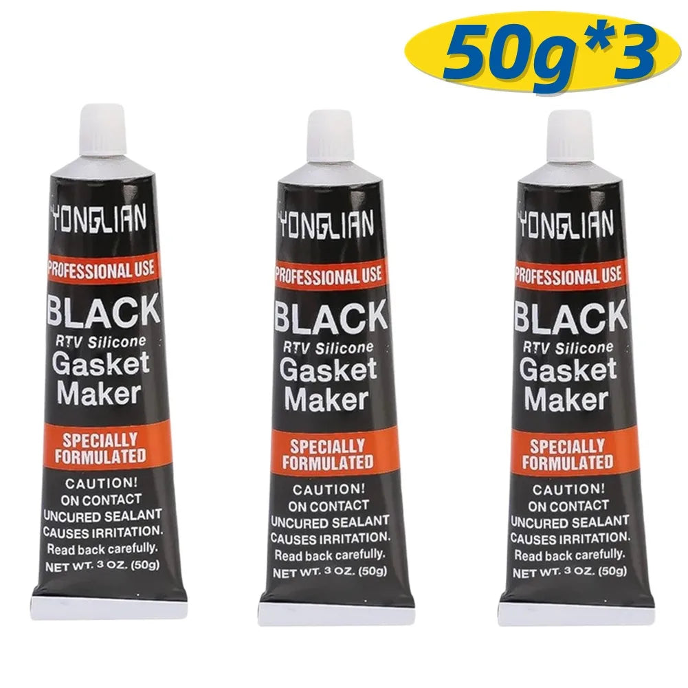 Black RTV Silicone Gasket Maker | High-Temp Engine Sealant Engine Gasket Sealant Oasis Select 3x50g