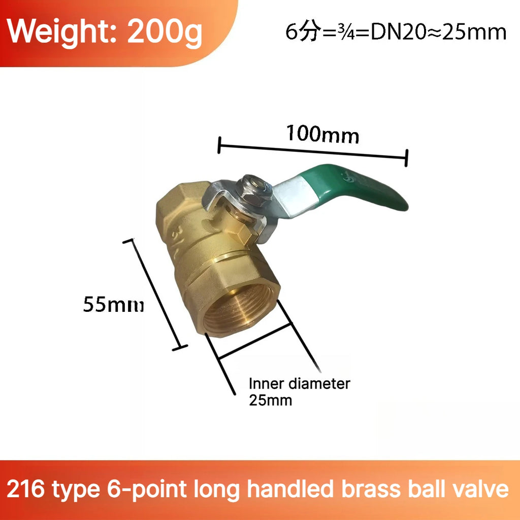 Brass Mini Ball Valve 1/2" 3/4"1inch BSP Type 216 Air Compressor Water Gas Oil Shut Off Valve Thicken Threaded Male To Female Oasis Select DN20 L