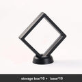 10pcs,Floating display box with base, transparent film display box, challenge coins, specimens, jewelry display and storage Oasis Select Black 10 set 11x11cm