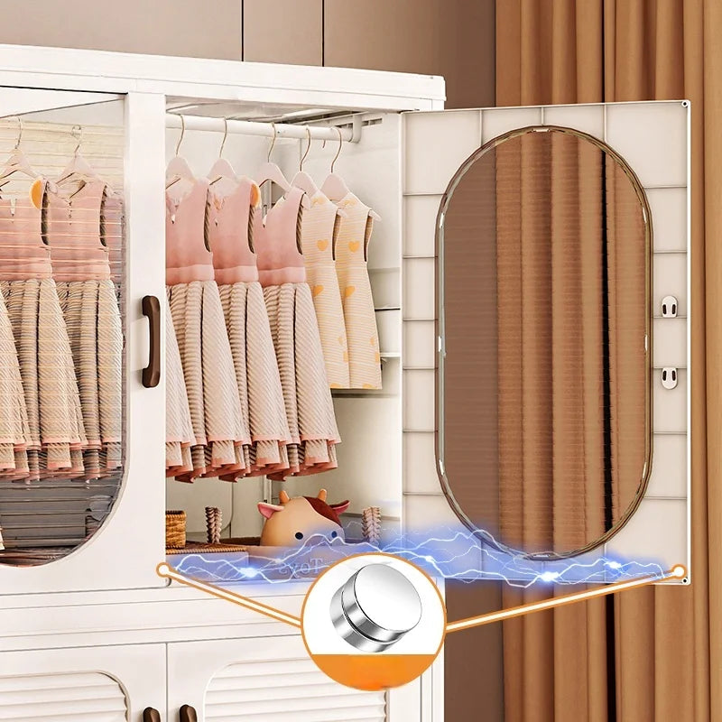 70cm Double-Door Foldable Wardrobe with Wheels - Large Capacity Magnetic Closure Storage for Clothes/Quilts, Bedroom/Living Room Oasis Select