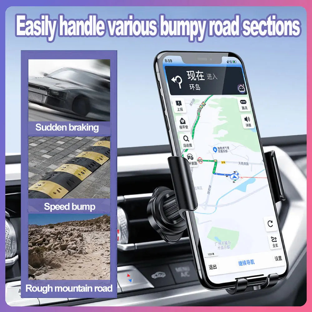 Car Air Vent Phone Holder – 360° Gravity Mount for 5–7" Phones