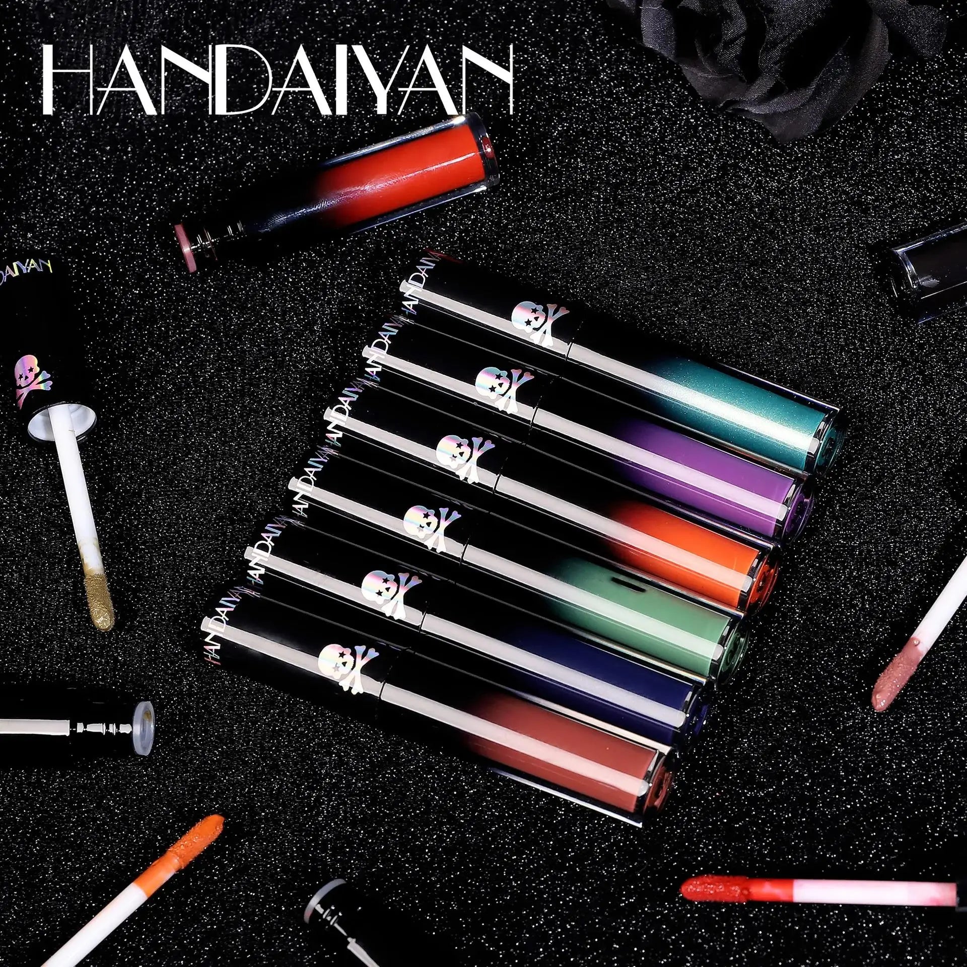 Handaiyan Gothic Matte Lip Gloss Set – 4pc Black & Purple