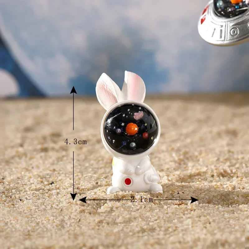Figurines Miniature Cute Cartoon Astronauts Bunny Micro Landscape Ornaments for Home Decorations Rabbit Crafts Room Desk Decor Oasis Select 16