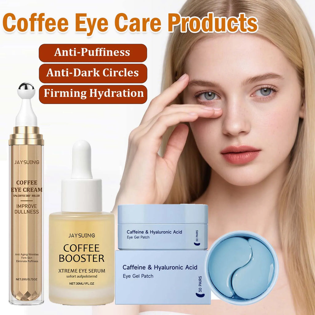 Coffee Eye Cream Roller, Eye Mask & Serum – Dark Circles Eye Care Set Oasis Select