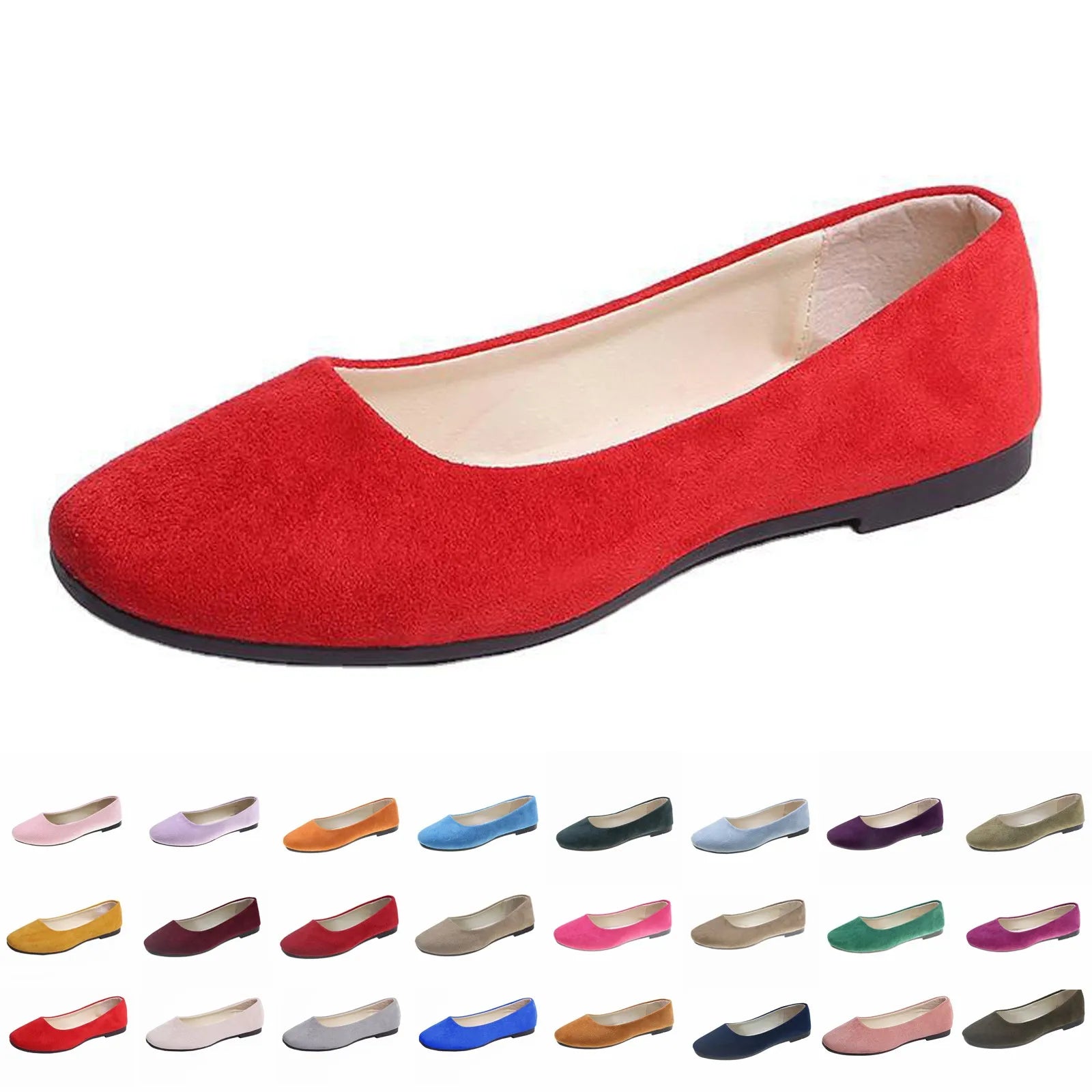 Woman Flats Casual Round Toe Cute Flats Flock Mocasines Ballerina Church Flats Female Suede Elegant Soft Sole Mom Shoes Oasis Select