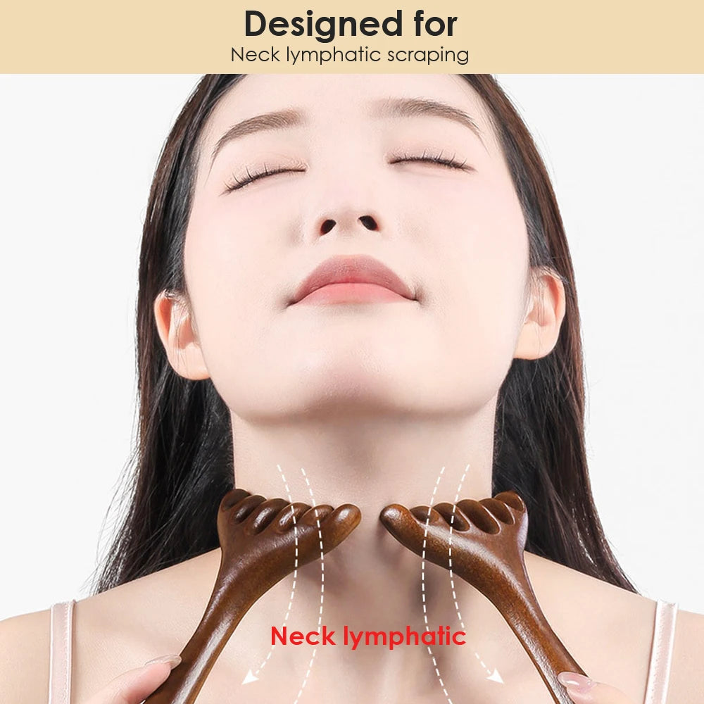 Hailicare Wooden 6-Claw Head Massager Comb & Gua Sha Tool