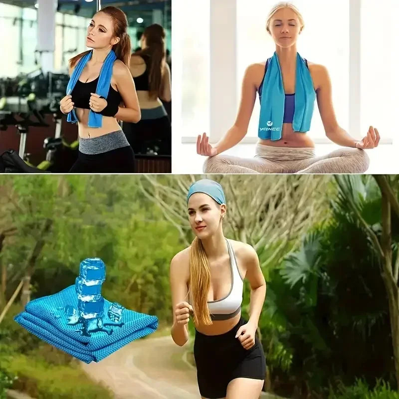10PCS Portable Mini Silica Gel Set Cold Towel Polyester Fiber Outdoor Cooling Towel Fitness sports gym Run quick Dry Cool Towel Oasis Select