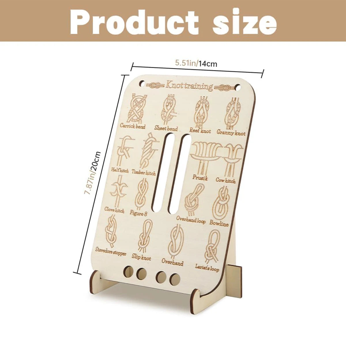 Scouts Beginners Knot Practice Board Wooden 16 Knots 3 Paracord Camping Climbing Survival Bushcraft Educational Training Tool Oasis Select