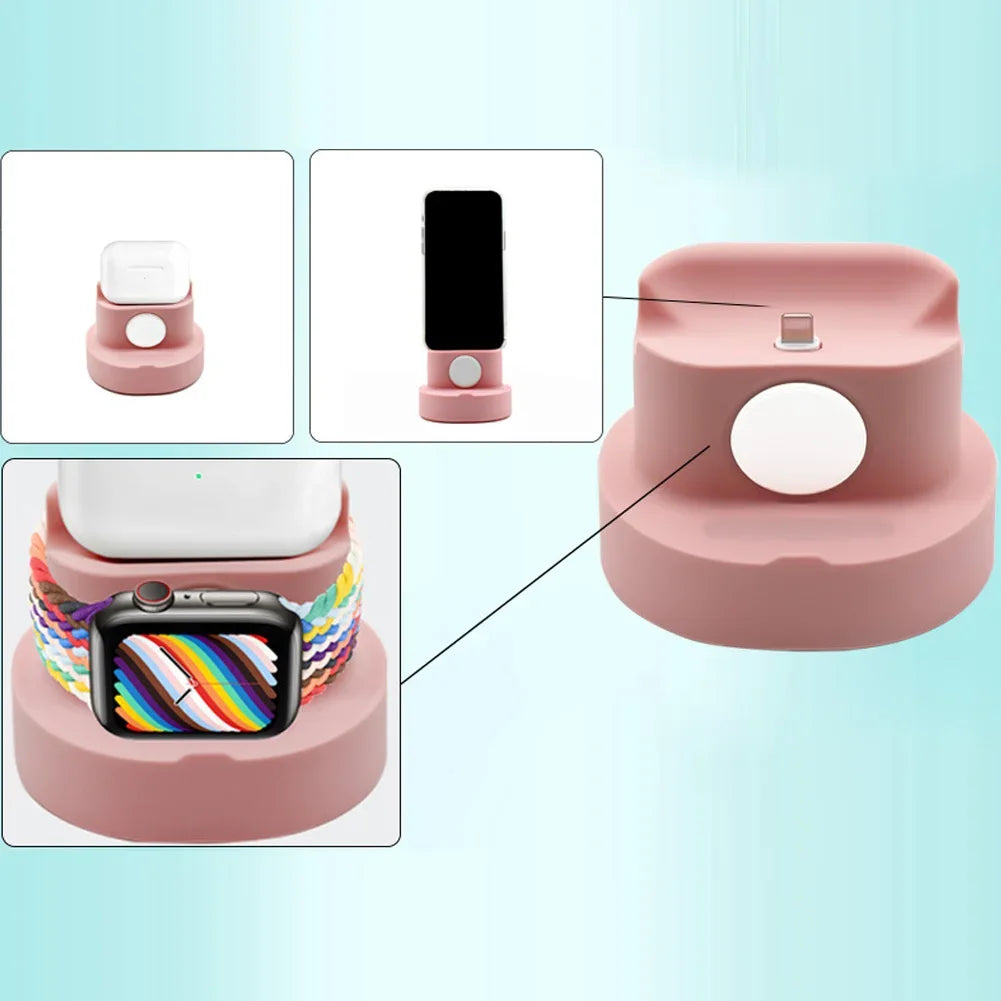 3-in-1 Silicone Charging Stand for Apple Watch & Earphones