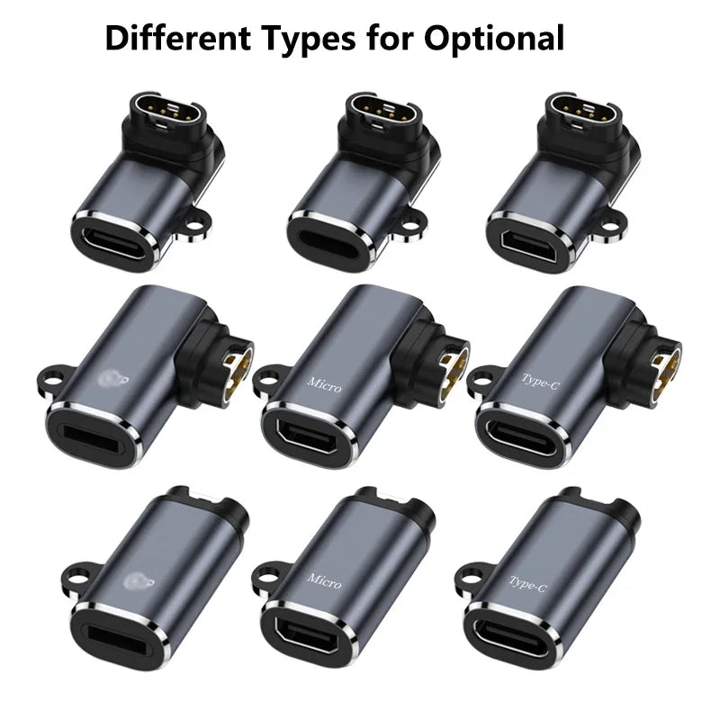 USB-C/Micro/Lightning to 4-Pin Charger Adapter for Garmin Watch Charging Adapter Oasis Select