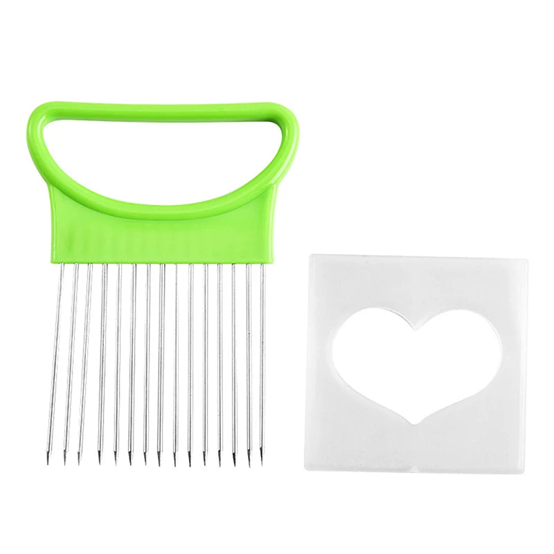Heart-Shaped Onion Needle Multi-Functional Vegetable Slicer And Fruit And Vegetable Slicing Aid Oasis Select Green