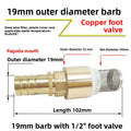Copper Tower Bottom Valve with Filter Screen Check Valve, Self-priming Pump Inlet Anti Backflow Spring Insertion Pipe Filter Oasis Select Outer diameter 19mm 6-point bottom valve