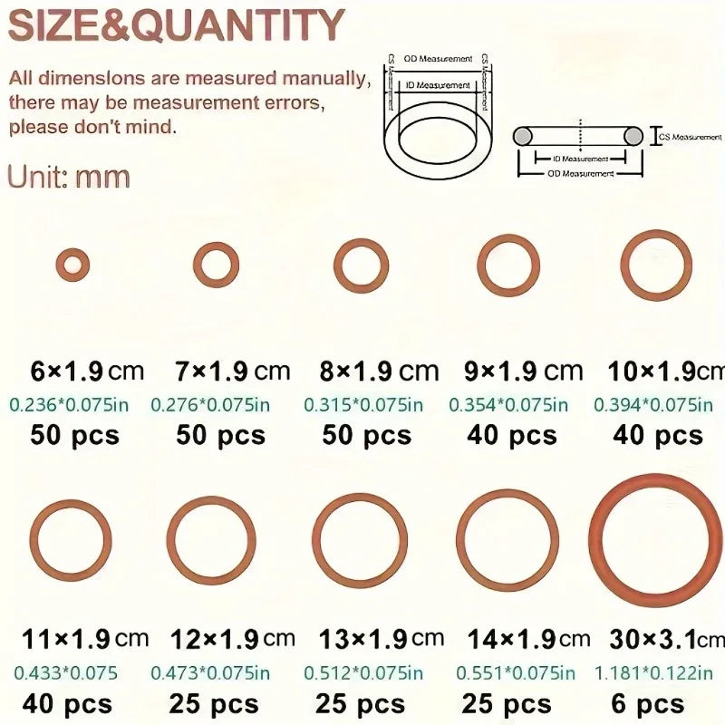 Red Silicone Rubber O-ring Seal Gasket Oil Resistant and High-temperature Resistant Circular Rubber Mixture Oasis Select