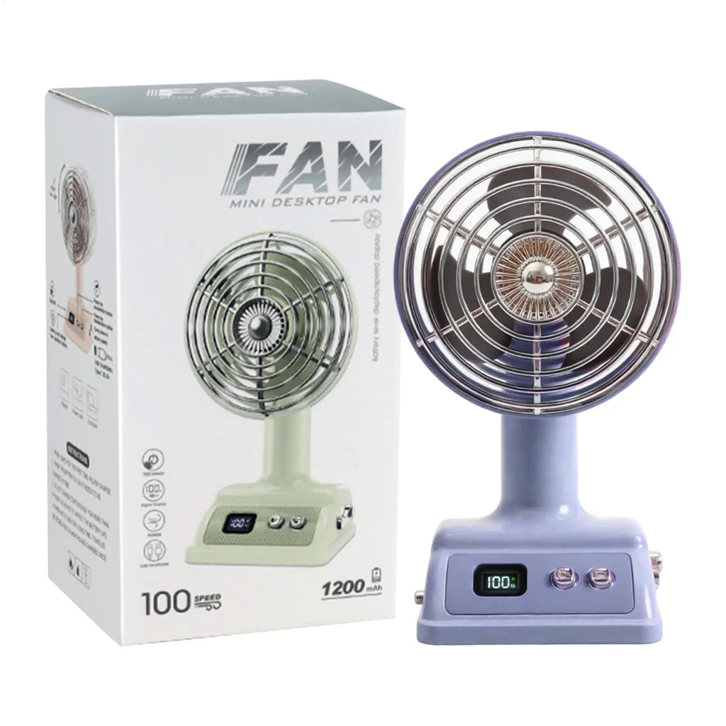 Small Desk Fan Portable USB Rechargeable 100 Speeds Desktop Cooling Fan for Home Office Bedroom Study Living Room Dormitory Oasis Select