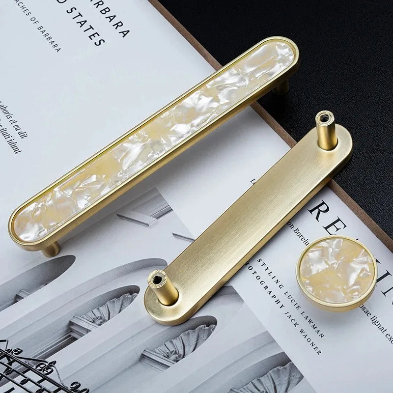 Handles Drawer Cabinet Furniture Kitchen Handles for Cabinet Knob Door Drawer Furniture Kitchen Knob Brass Polychrome Shell Oasis Select