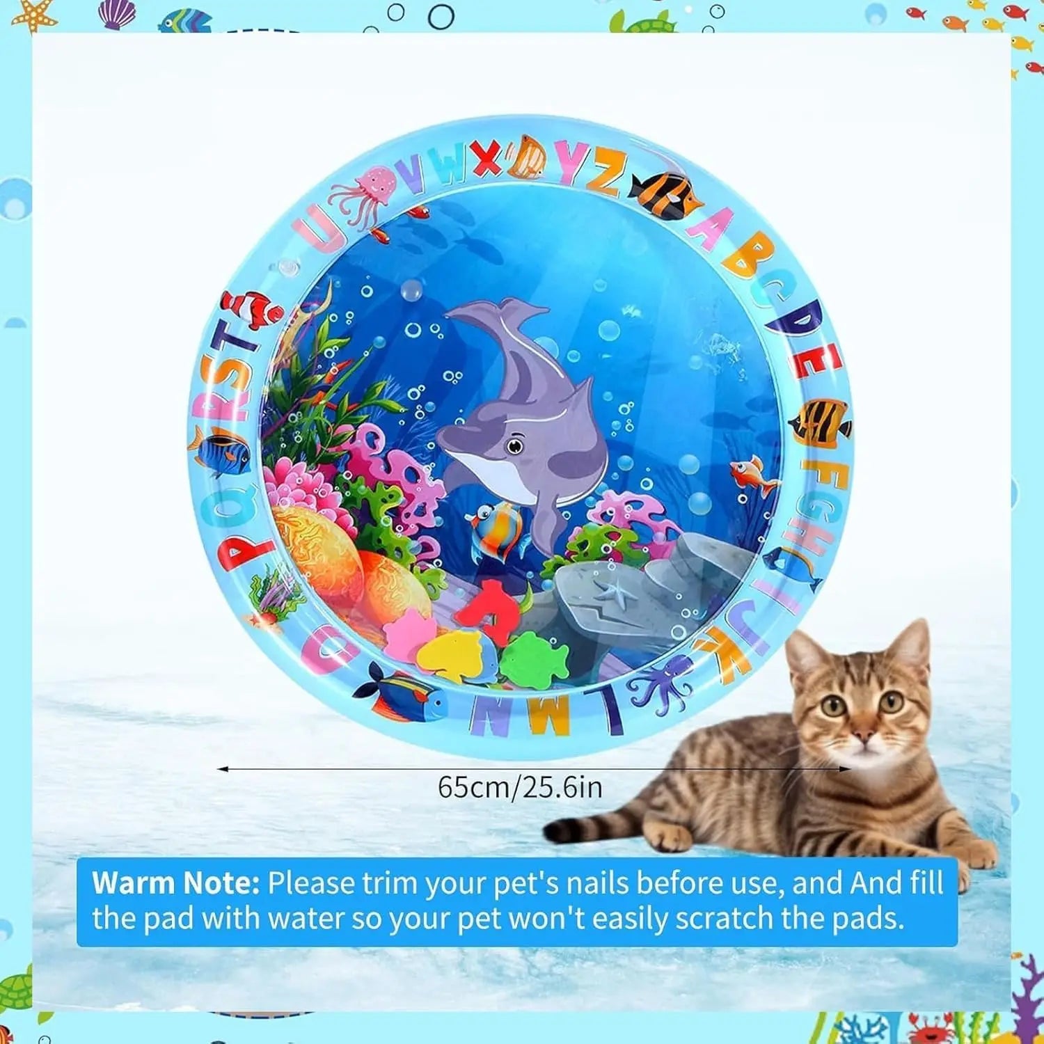 Pet Water Sensory Play Mat for Cats and Dogs Thickened Cooling Pad Interactive Self Play Toy for Pets Summer Indoor Activity Oasis Select