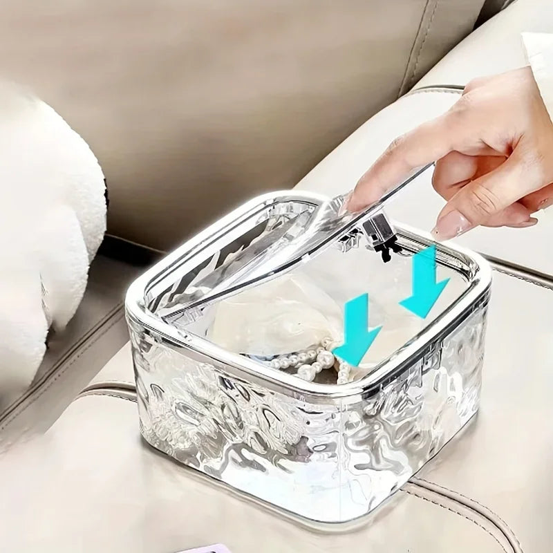 Hair Accessories Organizer Storage Box Clear Acrylic Hair Tie Organizer for Headband, Bows, Cotton Swab Organization, Bathroom Oasis Select