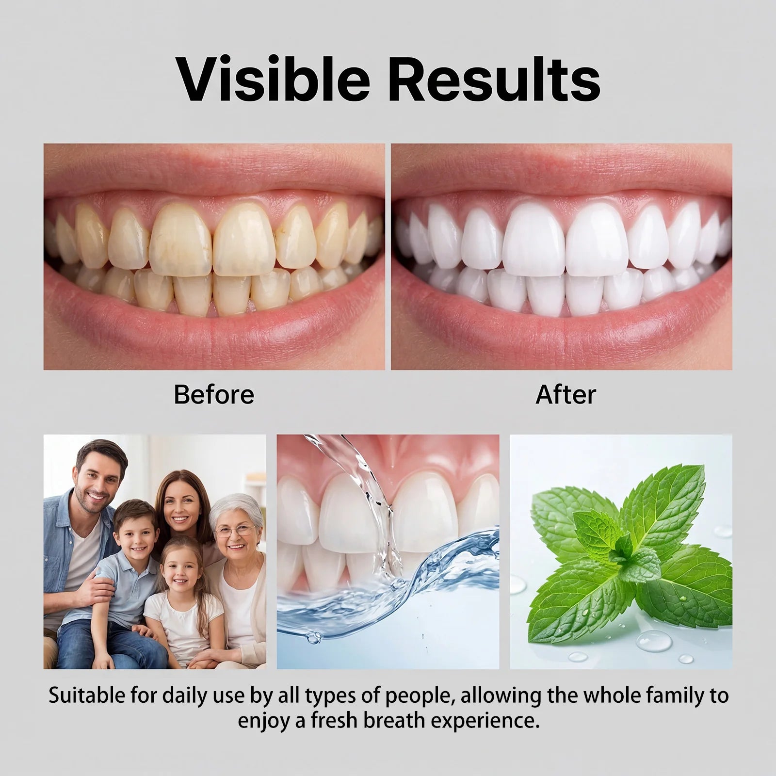 Fresh Breath Mouthwash Gentle Formula Brightening Teeth Mint Flavor Daily Oral Care Portable Alcohol Free Non Irritating 30ml Oasis Select