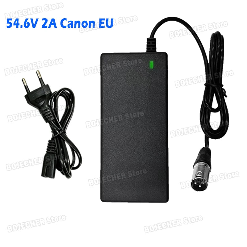 54.6V 2A Lithium Battery Charger With 3 Pin XLR Connector For 48V Lithium Battery AC100-240V Power Supply Adapters EU US Plug Oasis Select EU Plug