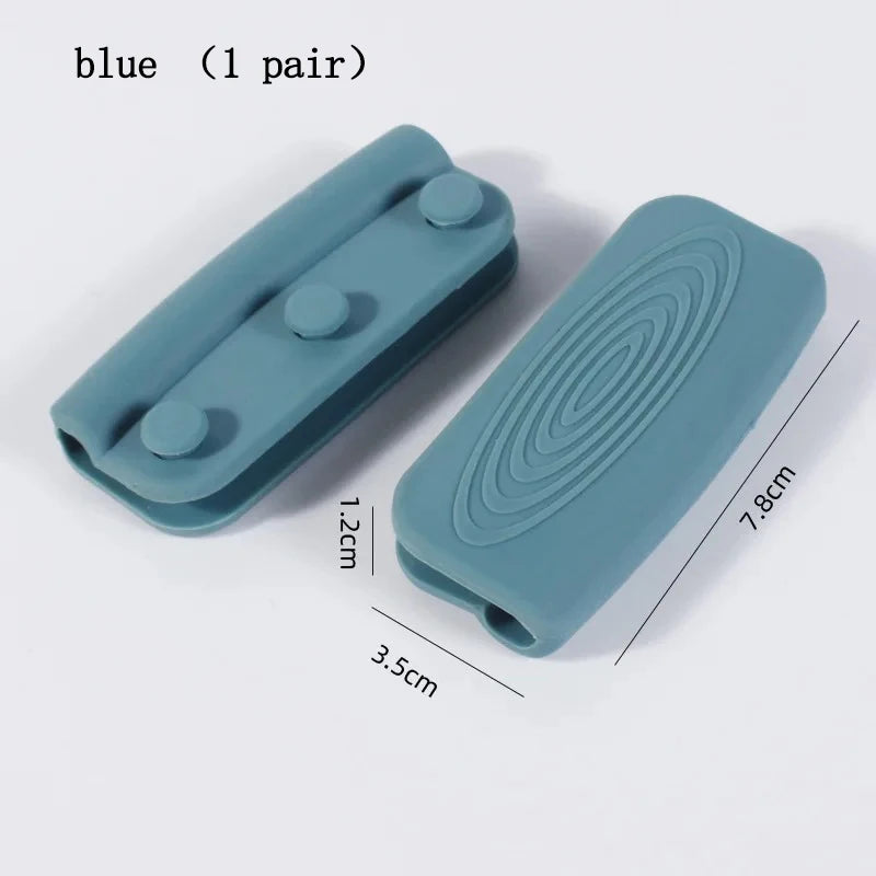 2/8 Silicone Pan Handle Cover Heat Insulation Covers Pot Ear Clip Non-slip Steamer Casserole Pan Handle Holder Kitchen Tools Oasis Select blue 1pair