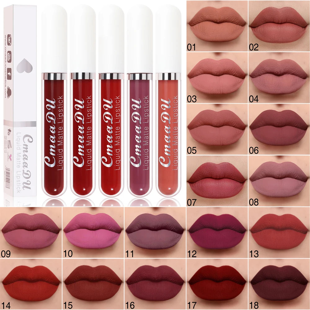 1 Pcs Matte Lipstick Lip Gloss Shade for All Skin Types Long-Lasting Non-Fading Waterproof Non-stick Cup Exquisite Gift Lips Oasis Select