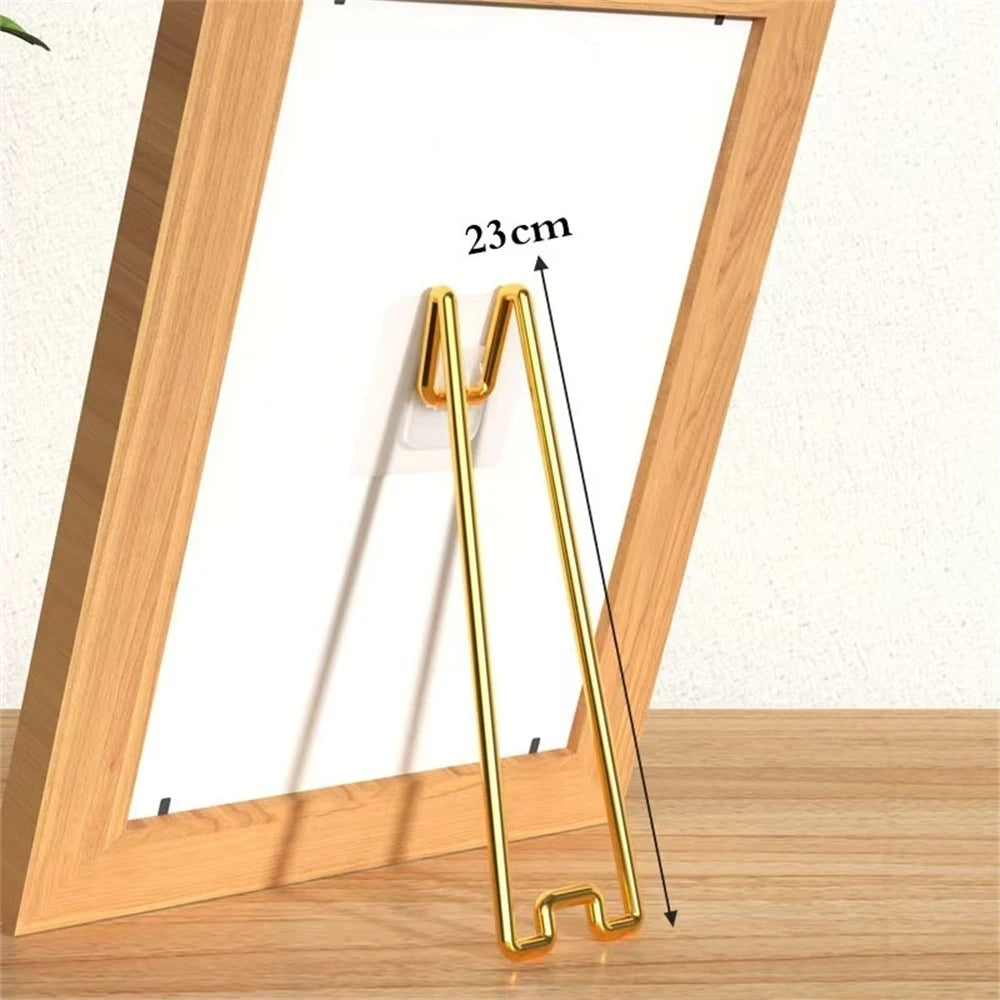 No Drill No Nail Photo Frame Stand Desktop Display Holder For Pictures Albums And Artwork Easy Setup Sturdy Support Only Bracket Oasis Select Gold-L 3-9