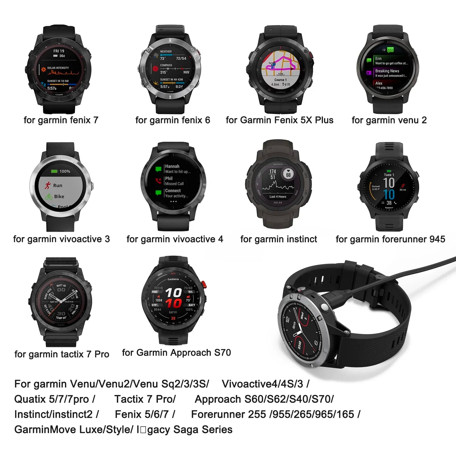 Garmin Watch Charger Cable – Venu, Fenix, Forerunner & More Watch Charging Cable Oasis Select