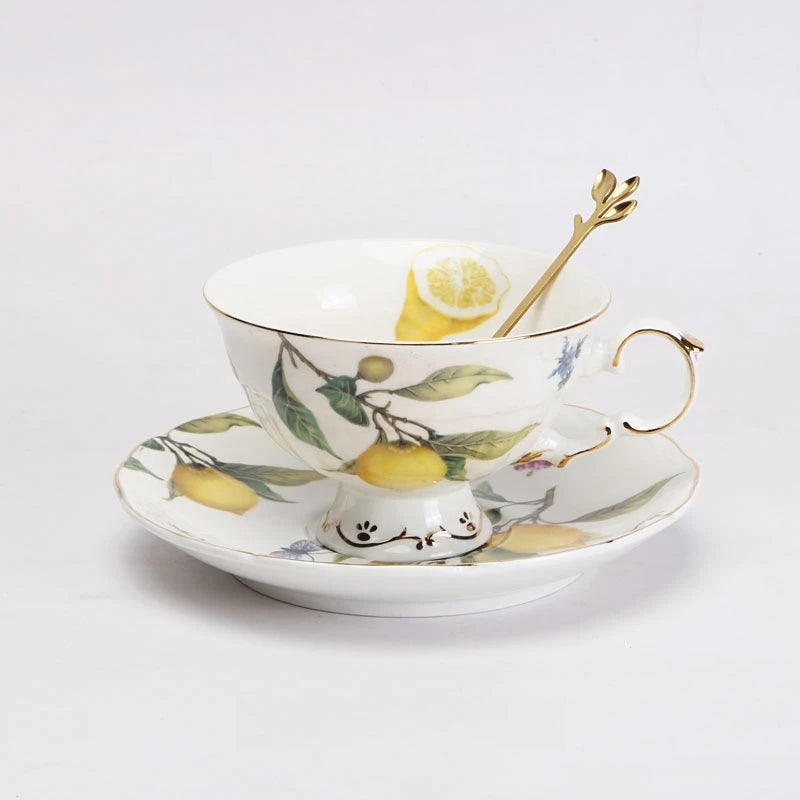 European Lemon Pattern Ceramic Dinner Steak Plate Bowl Fruit Candy Dim Sum Western Cuisine Plate Dishes Home Breakfast Plate Oasis Select