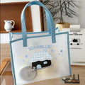 Blue Printed PVC Tote Bag – Waterproof Summer Shopper for Women