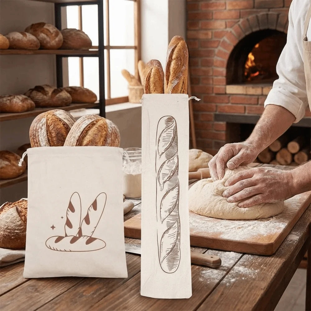 2-Pack Reusable Linen Bread Bags – Eco-Friendly Storage
