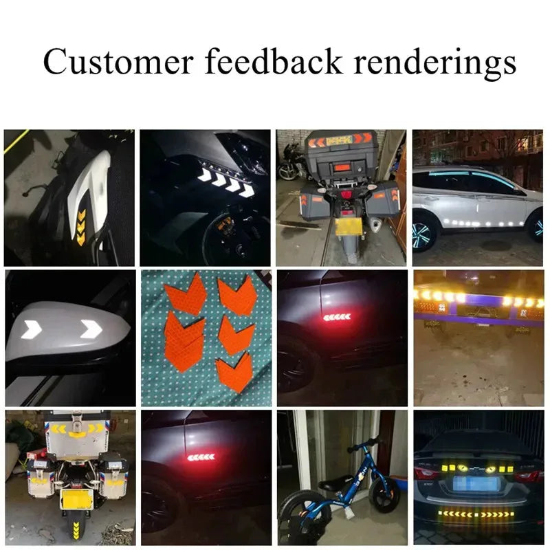 10pcs Car Reflective Arrow Sticker Safety Warning Sticker For Car Bumper Trunk Reflector Hazard Tape Car Styling Luminous Film Oasis Select