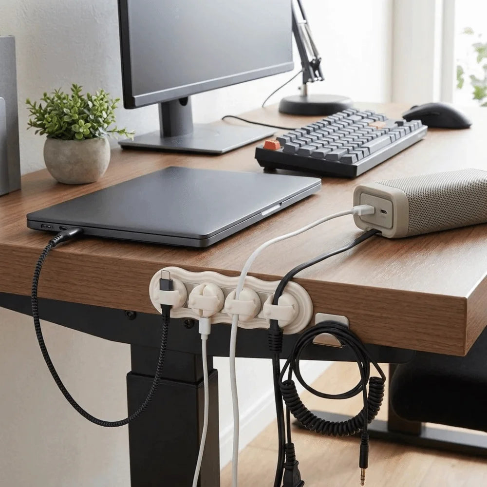 Self-Adhesive Multi Cord Holder Reserved Wire Slots Built-in Magnet Wire Management Clips Powerful Magnet Slim Lightweight Oasis Select