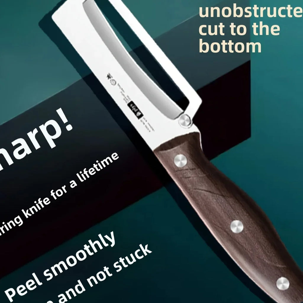 Stainless Steel Peeler with Wooden Handle for Peeling and Slicing Fruits and Vegetables | Durable and Smooth Operation Oasis Select